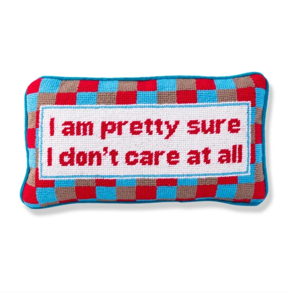 Furbish- Don't Care Needlepoint Pillow